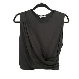 ZARA Sleeveless Cropped Faux Wrap Top Black S